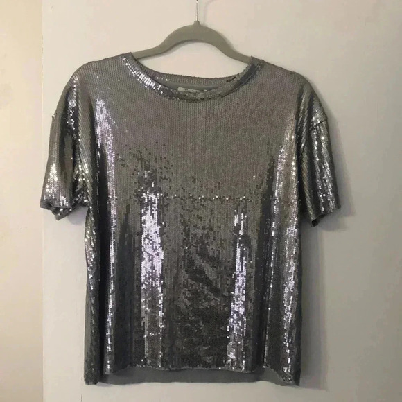 Zara Trafaluc sequin short sleeve top - Picture 1 of 5